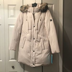 Provence Down Coat with Faux Fur Trim Hood - NWT
